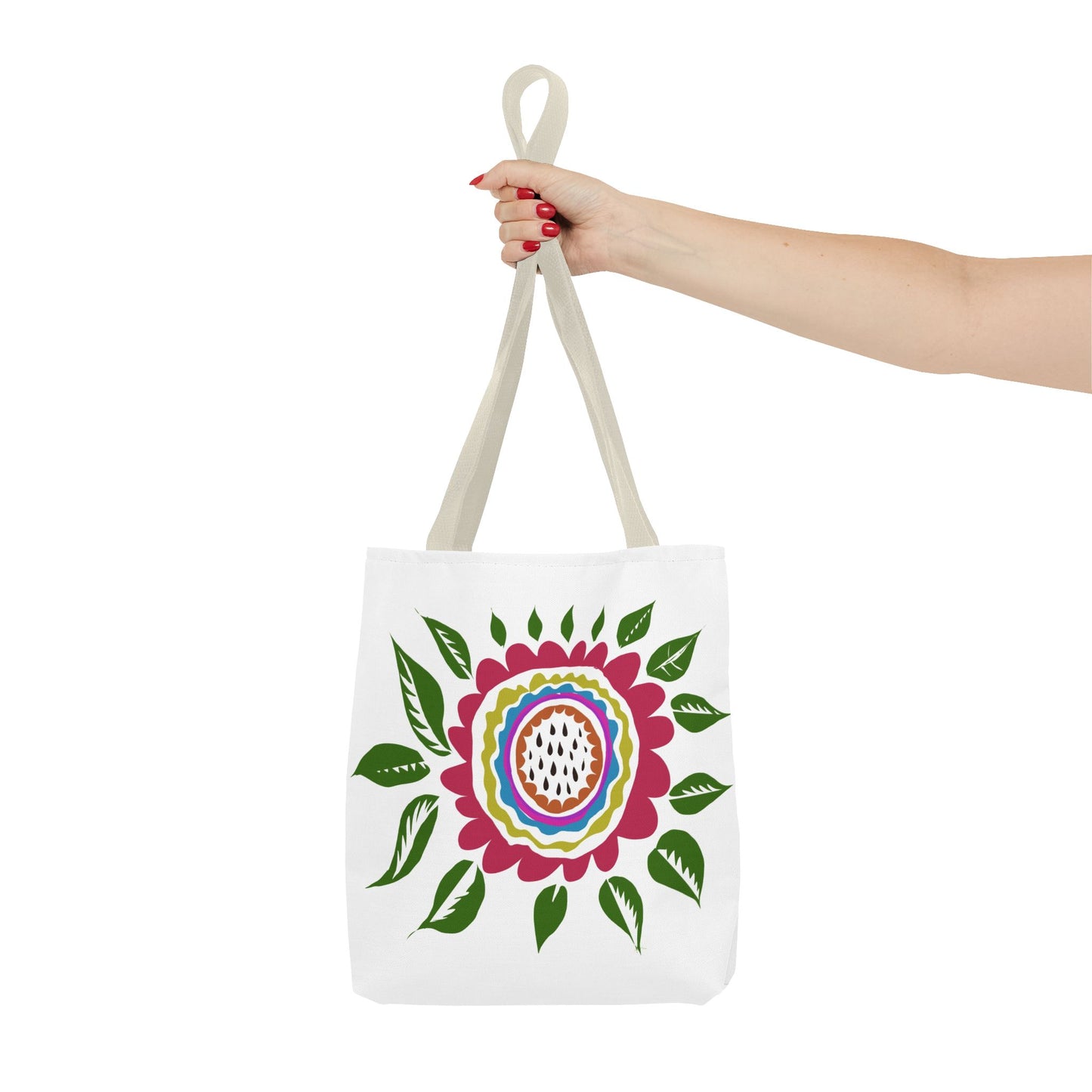 Flower Tote Bag Stay Wonderful World Block Print Inspired