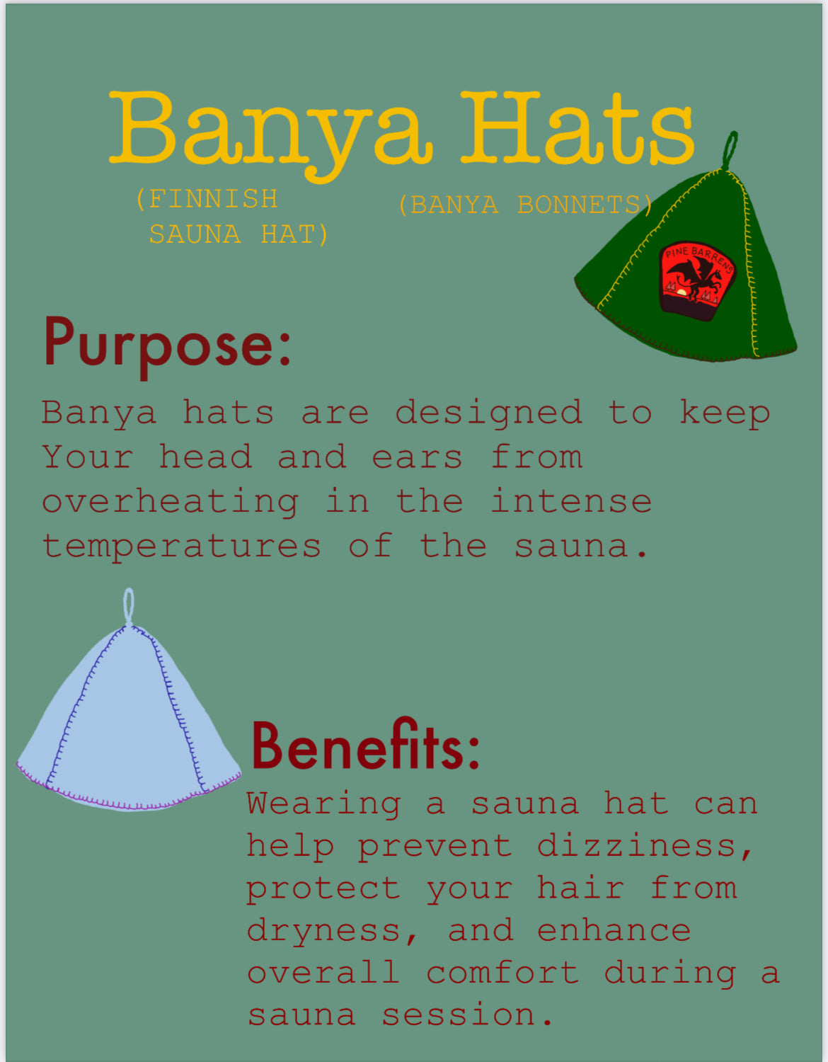 Sauna Hat Banya Bonnet Finnish Sauna Hat