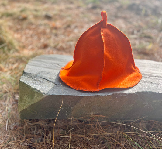 Hunter’s Orange Sauna Hat / Banya Bonnet / Finnish Sauna Hat
