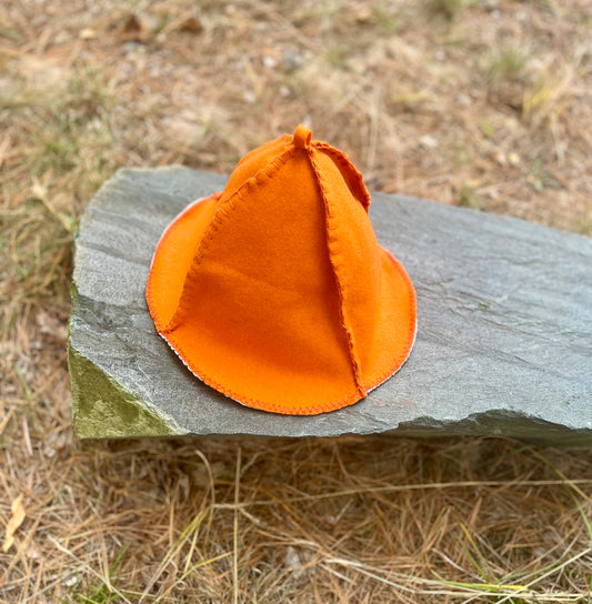 Hunter’s Orange Sauna Hat / Banya Bonnet / Finnish Sauna Hat